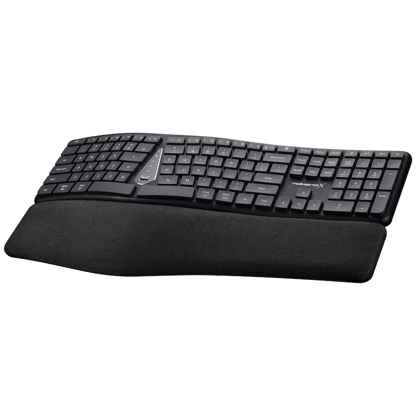 VolkanoX Ergo Bluetooth Wireless Keyboard - Black - Computer Peripherals
