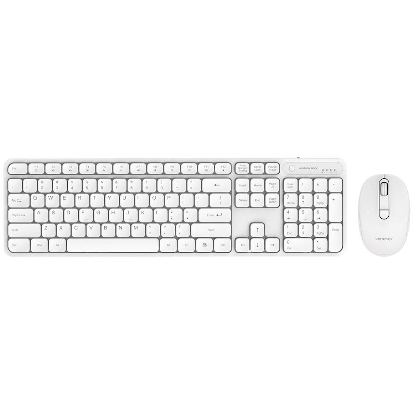 VolkanoX Garnet Bluetooth Wireless Keyboard and Mouse Combo - White - White - Computer Peripherals