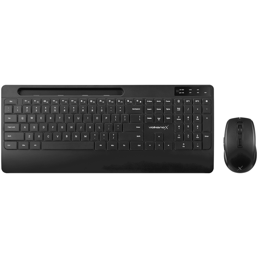 VolkanoX Gem Bluetooth Wireless Keyboard and Mouse - Black - Black - Computer Peripherals