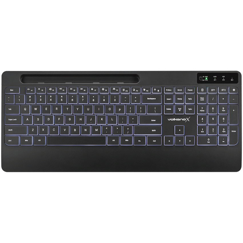 VolkanoX Gem Bluetooth Wireless Keyboard and Mouse - Black - Black - Computer Peripherals