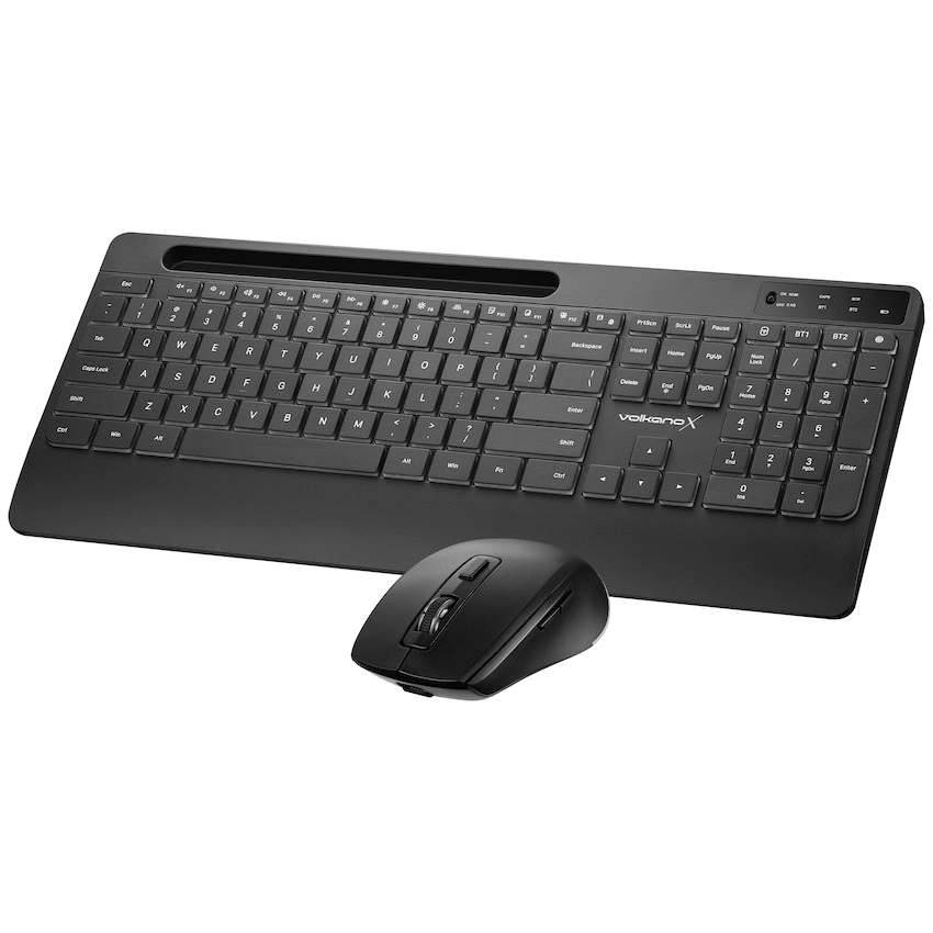 VolkanoX Gem Bluetooth Wireless Keyboard and Mouse - Black - Black - Computer Peripherals