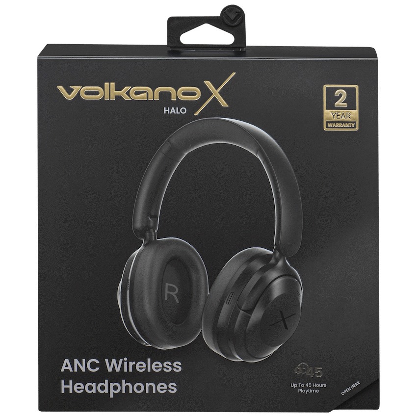 VolkanoX Halo ANC Bluetooth Headphones - Black - Black - Audio