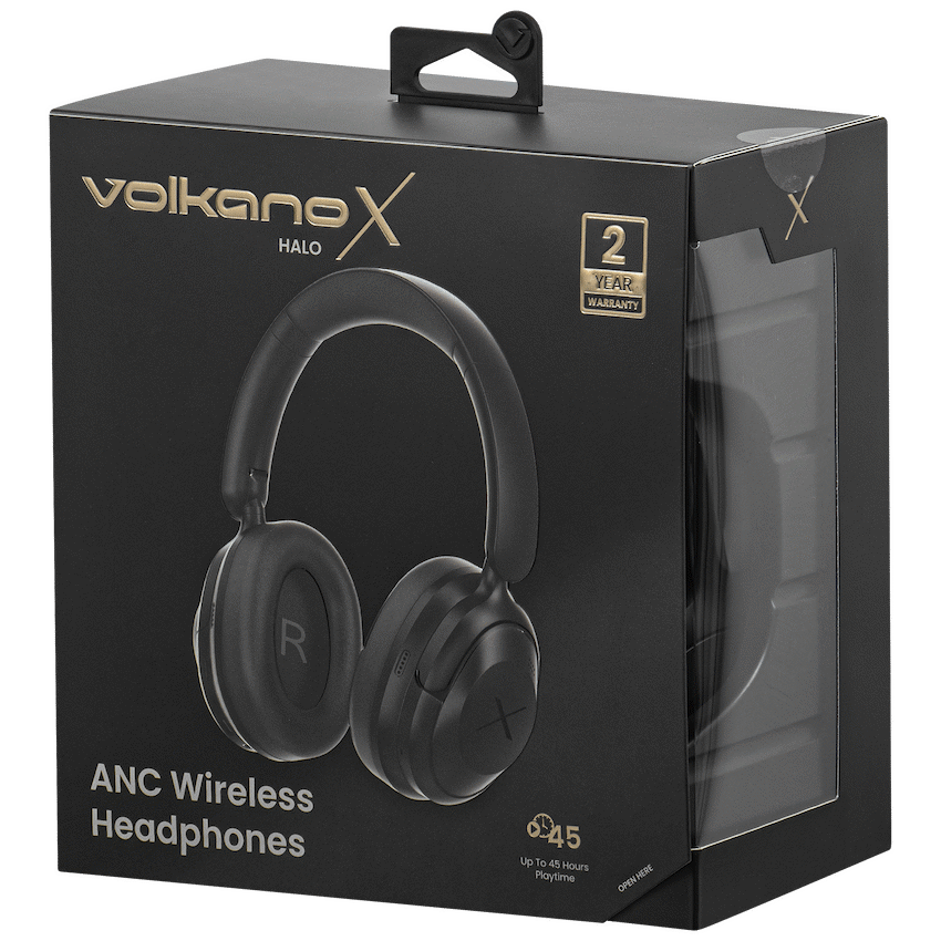 VolkanoX Halo ANC Bluetooth Headphones - Black - Black - Audio
