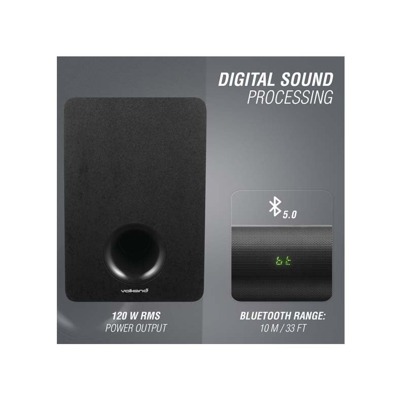VolkanoX Hypersonic 3.0 Series 120W 2.1 Soundbar with Remote Control - Black