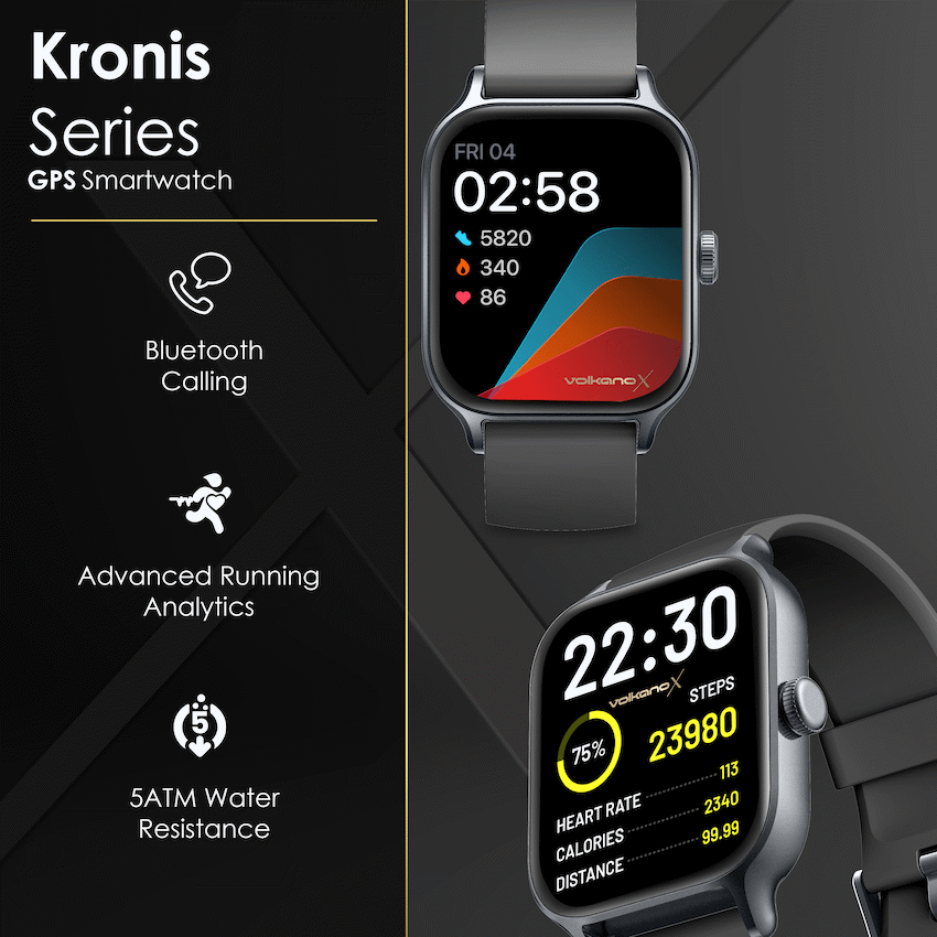 VolkanoX Kronis Series GPS Smartwatch - Black - Black - Wearables