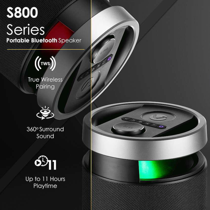 VolkanoX S800 Portable Bluetooth Party Speaker - Black - Black - Audio