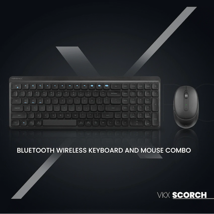 VolkanoX Scorch Bluetooth Wireless Keyboard and Mouse Combo - Graphite - Black - Computer Peripherals