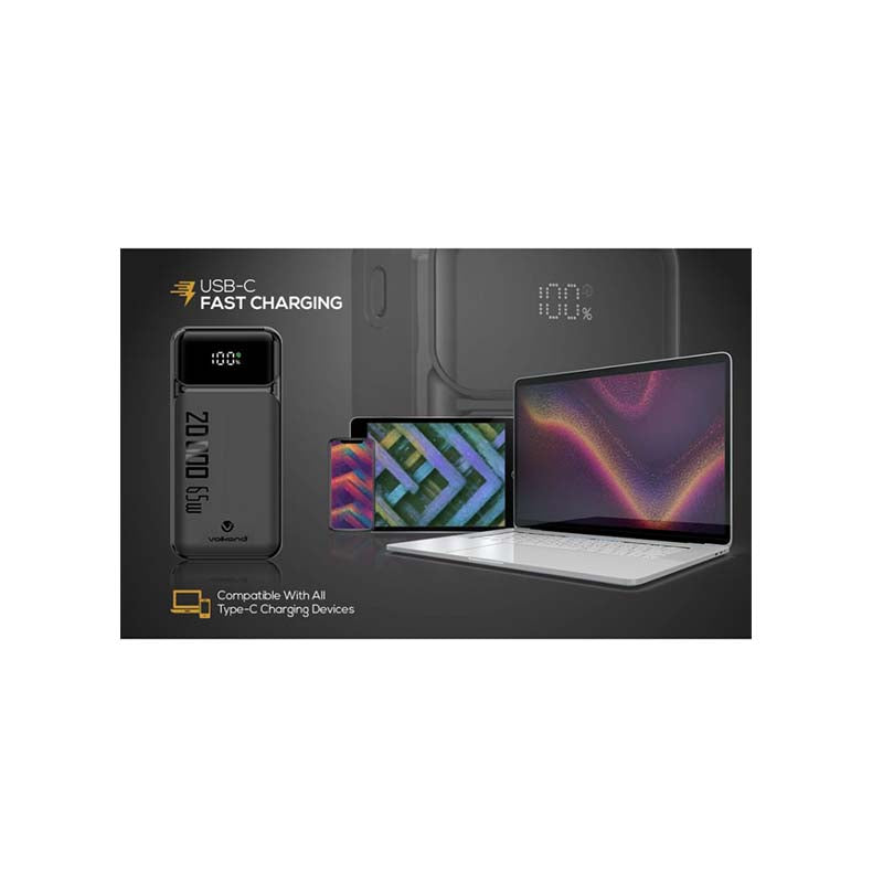 VolkanoX Vitality Series 65W 20000mAh Power Bank - Grey - Grey