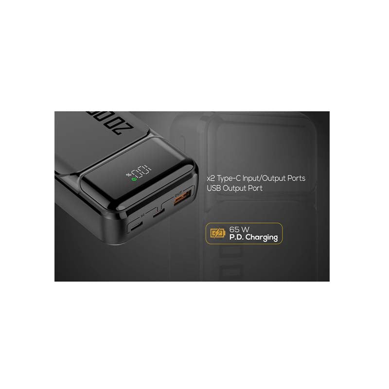 VolkanoX Vitality Series 65W 20000mAh Power Bank - Grey - Grey
