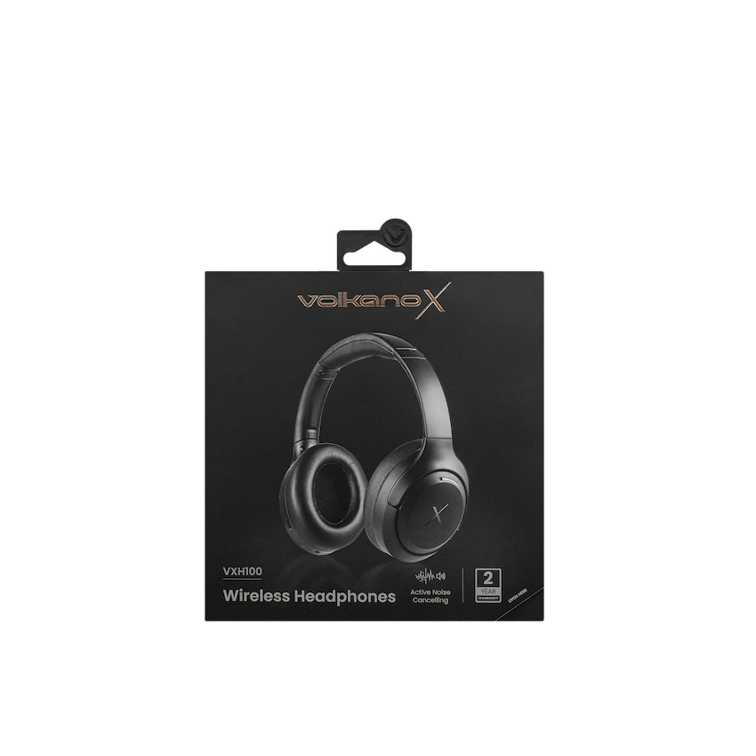 VolkanoX VXH100 Bluetooth Headphones with ANC - Black - Black - Audio