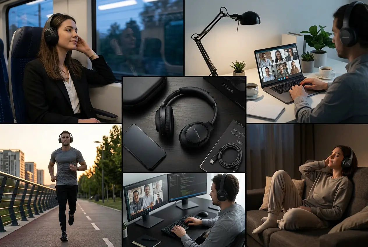 VolkanoX VXH100 Bluetooth Headphones with ANC - Black