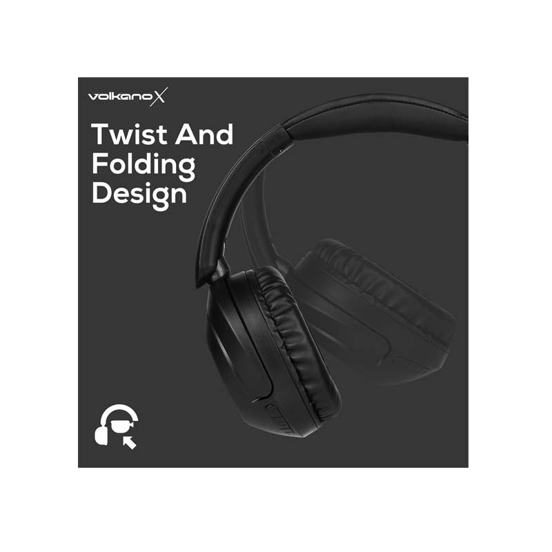 VolkanoX VXH300 Hybrid Active Noise Cancelling Bluetooth Headphones - Black - Black