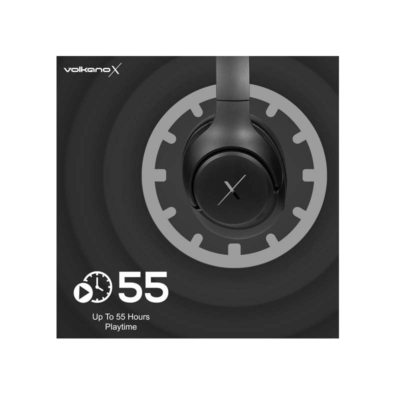 VolkanoX VXH300 Hybrid Active Noise Cancelling Bluetooth Headphones - Black - Black