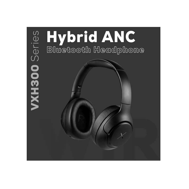 VolkanoX VXH300 Hybrid Active Noise Cancelling Bluetooth Headphones - Black - Black