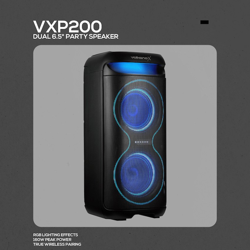 VolkanoX VXP200 Dual 6.5’’ Party Speaker - Black - Black - Audio