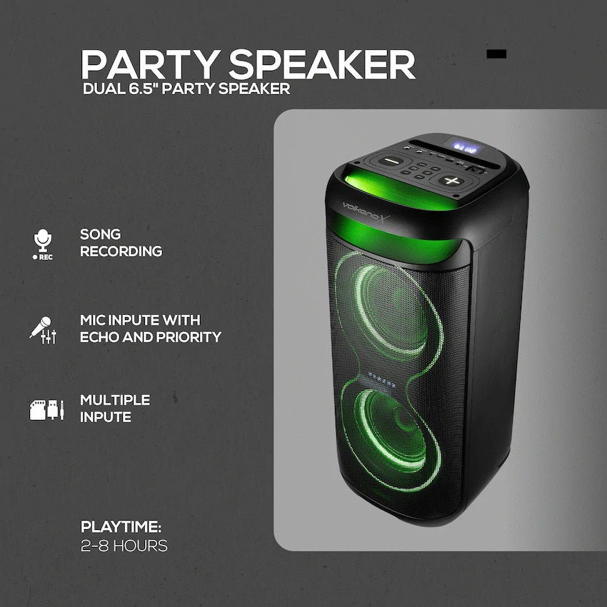 VolkanoX VXP200 Dual 6.5’’ Party Speaker - Black - Black - Audio
