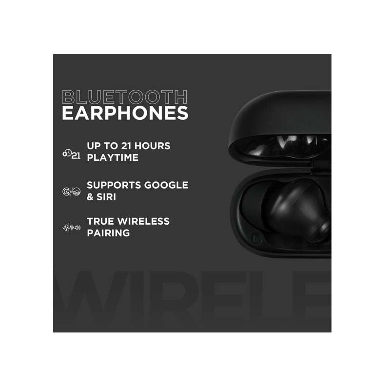 VolkanoX VXT100S True Wireless Active Noise Cancelling Earphones - Black - Black