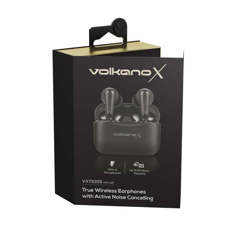VolkanoX VXT100S True Wireless Active Noise Cancelling Earphones - Black - Black