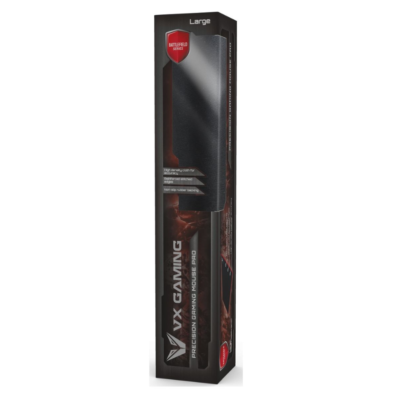 VX Gaming Battlefield Series Gaming Mousepad Extra Large 550mm- Black/Red - Black