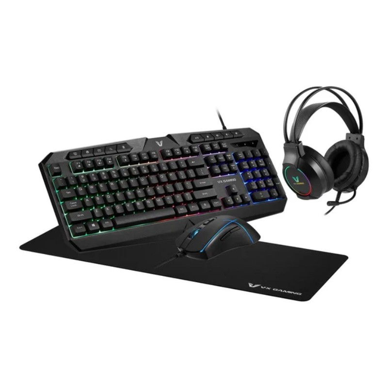 VX Gaming Heracles Series 4-in-1 Gaming Combo - Black - Black