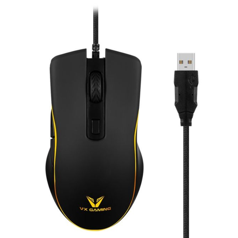 VX Gaming Hypnos Series Gaming Mouse with Rainbow Lighting - Black - Black