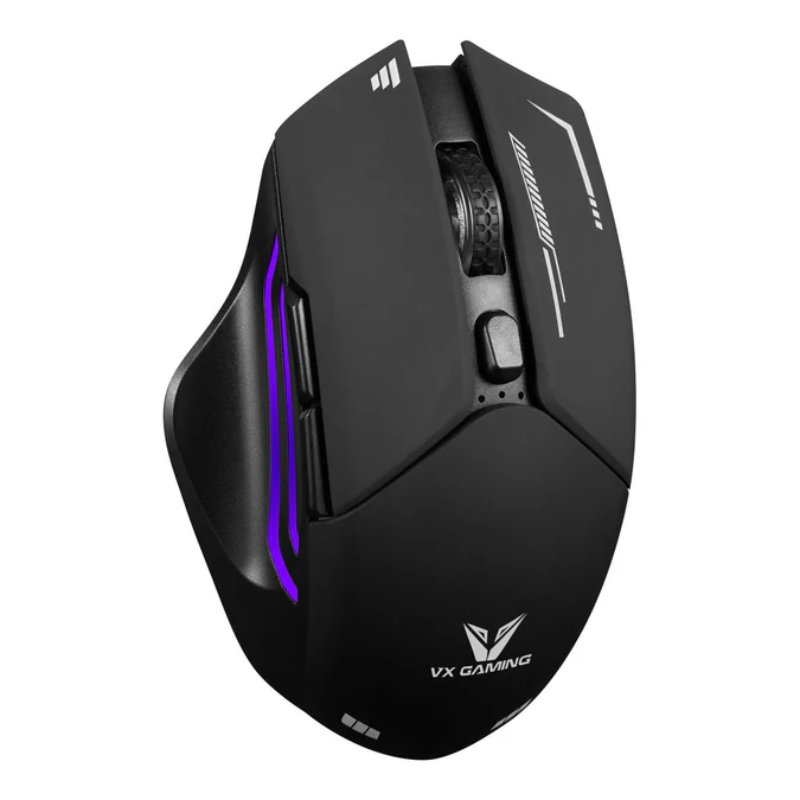 VX Gaming Kratos Series Wireless Rechargeable RGB Gaming Mouse - Black - Black