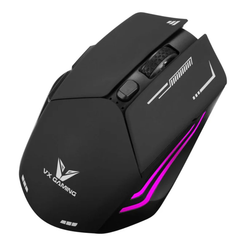 VX Gaming Kratos Series Wireless Rechargeable RGB Gaming Mouse - Black - Black