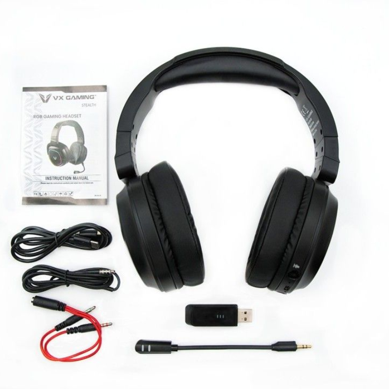 VX Gaming Stealth Series Wireless Gaming Headset RGB - Black - Black