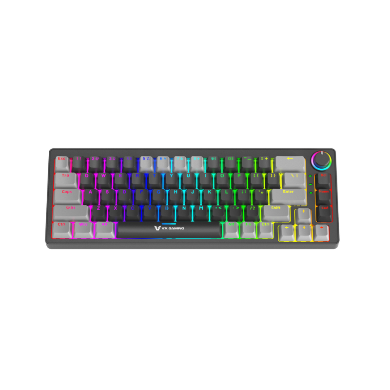VX Gaming Sun-Wukong RGB Hot Swappable Mechanical Keyboard - Grey/Black - Grey