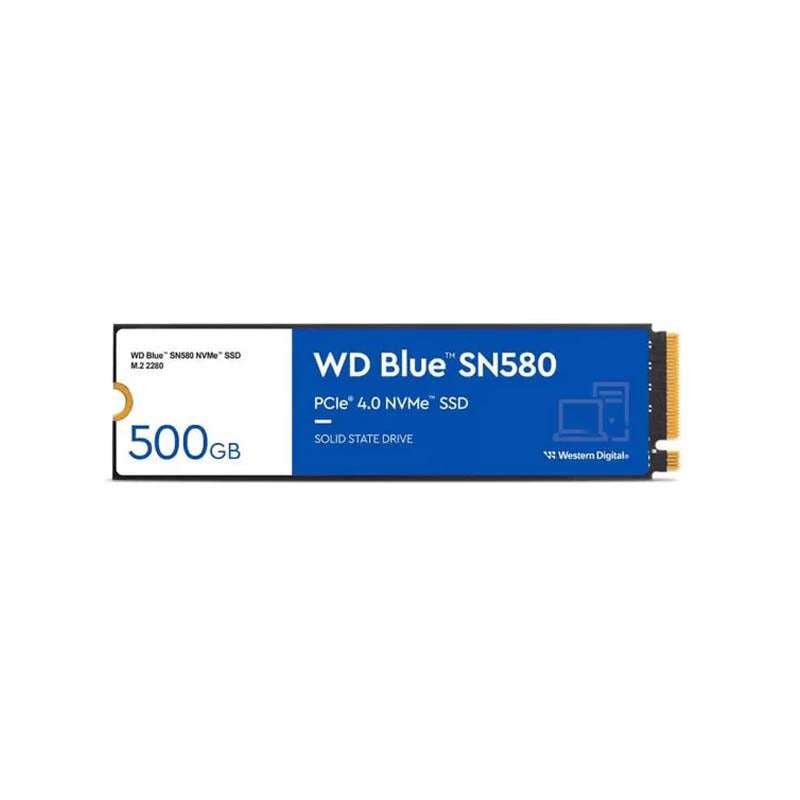 Western Digital SN580 500GB NVME M.2 PCI Express 4.0 TLC NVMe Internal SSD - Blue - Blue