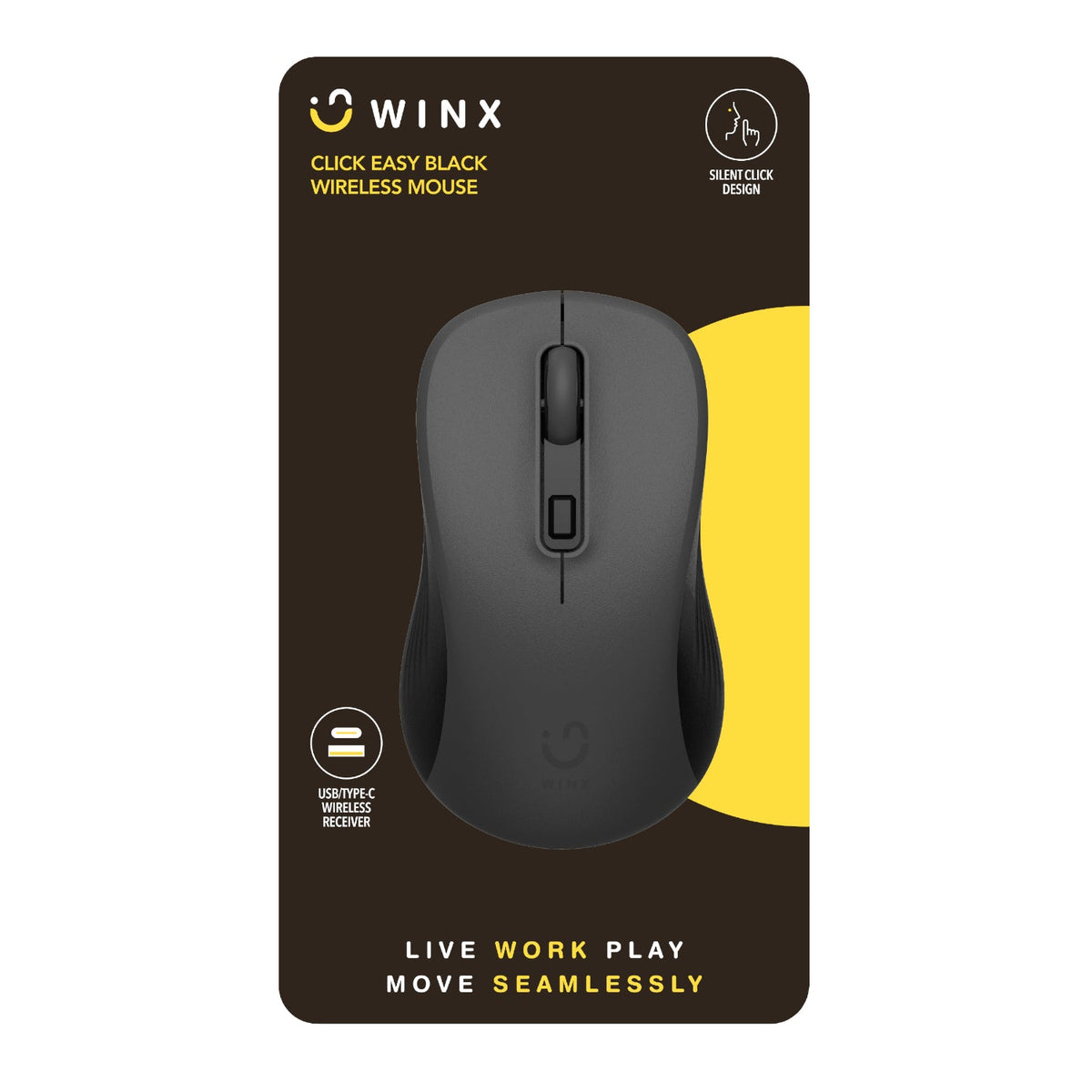 WINX CLICK Easy 1600DPI 2.4GHz Wireless Mouse - Black - Black