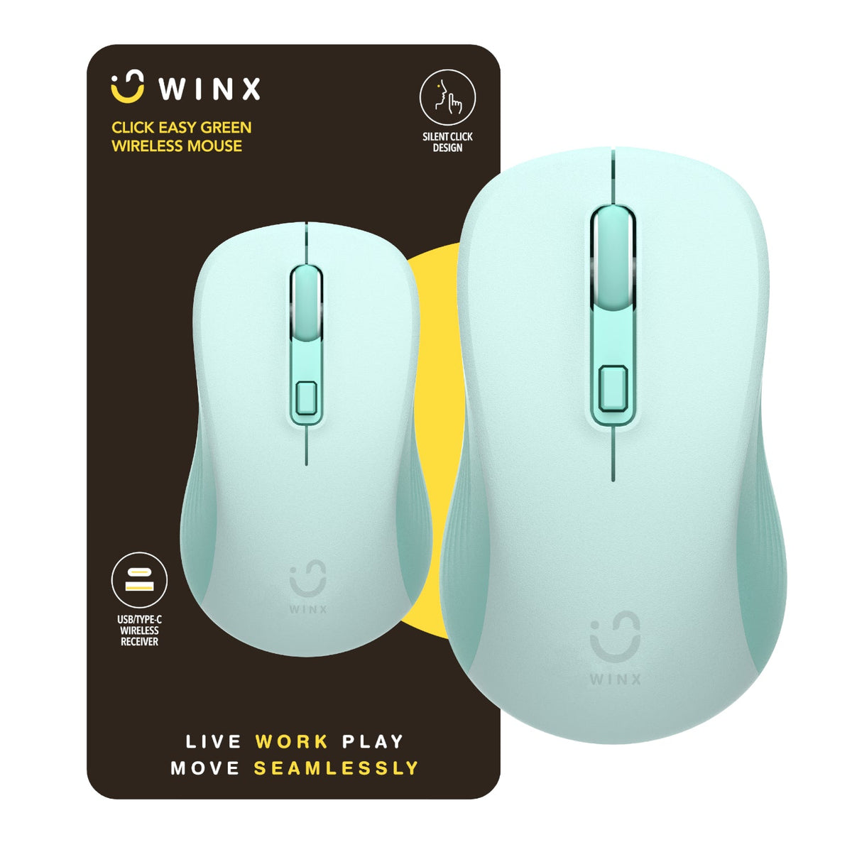 WINX CLICK Easy 1600DPI 2.4GHz Wireless Mouse - Green - Green