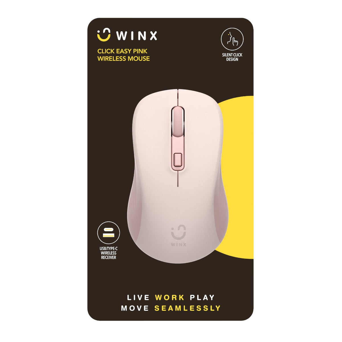 WINX CLICK Easy 1600DPI 2.4GHz Wireless Mouse - Pink - Pink