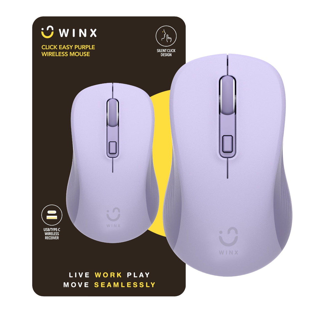 WINX CLICK Easy 1600DPI 2.4GHz Wireless Mouse - Purple - Purple