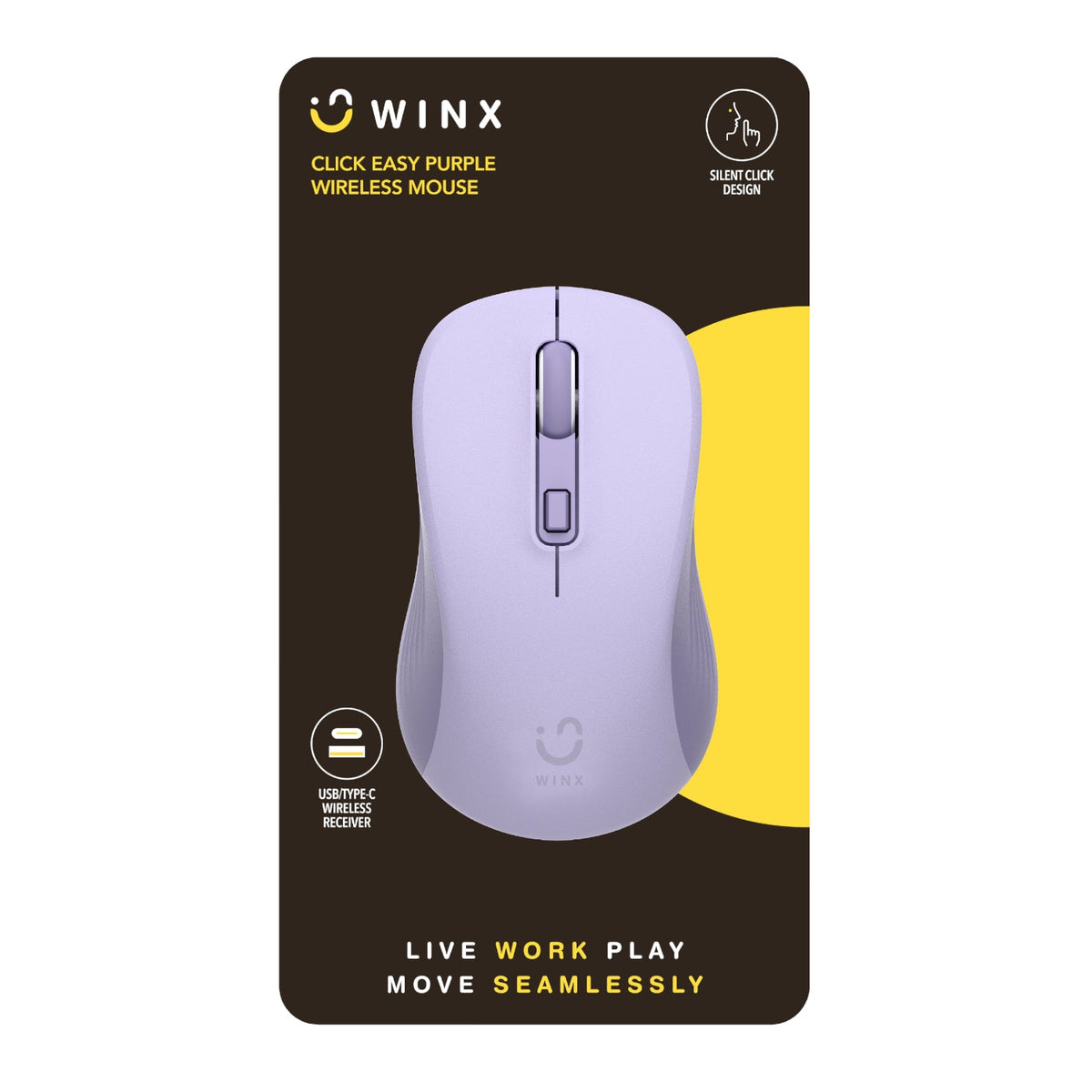 WINX CLICK Easy 1600DPI 2.4GHz Wireless Mouse - Purple - Purple
