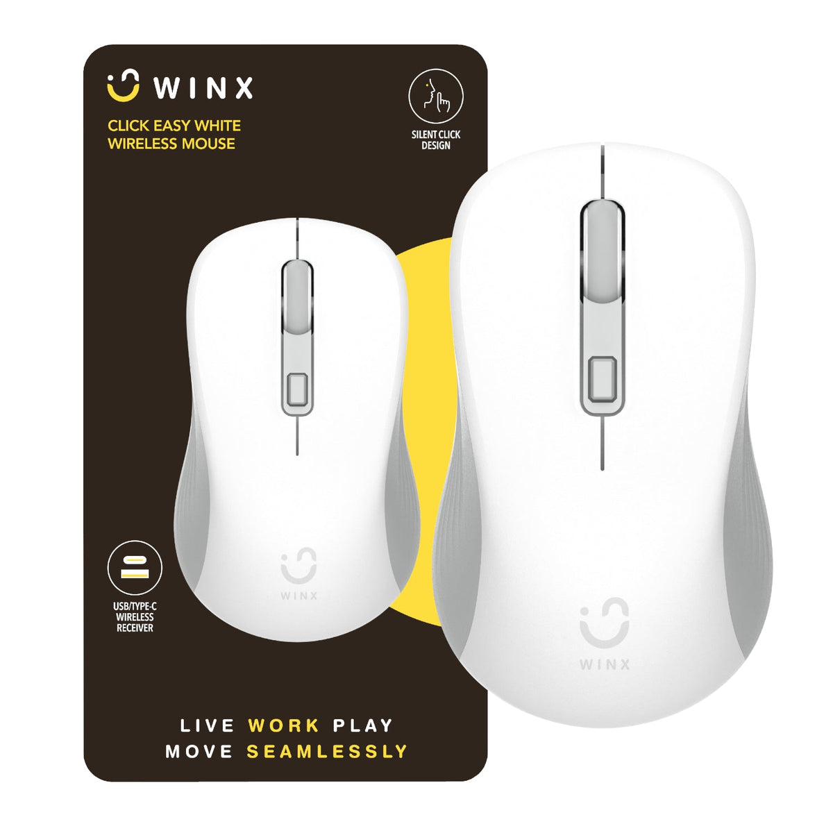 WINX CLICK Easy 1600DPI 2.4GHz Wireless Mouse - White - White