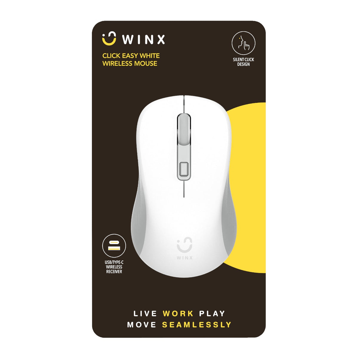 WINX CLICK Easy 1600DPI 2.4GHz Wireless Mouse - White - White
