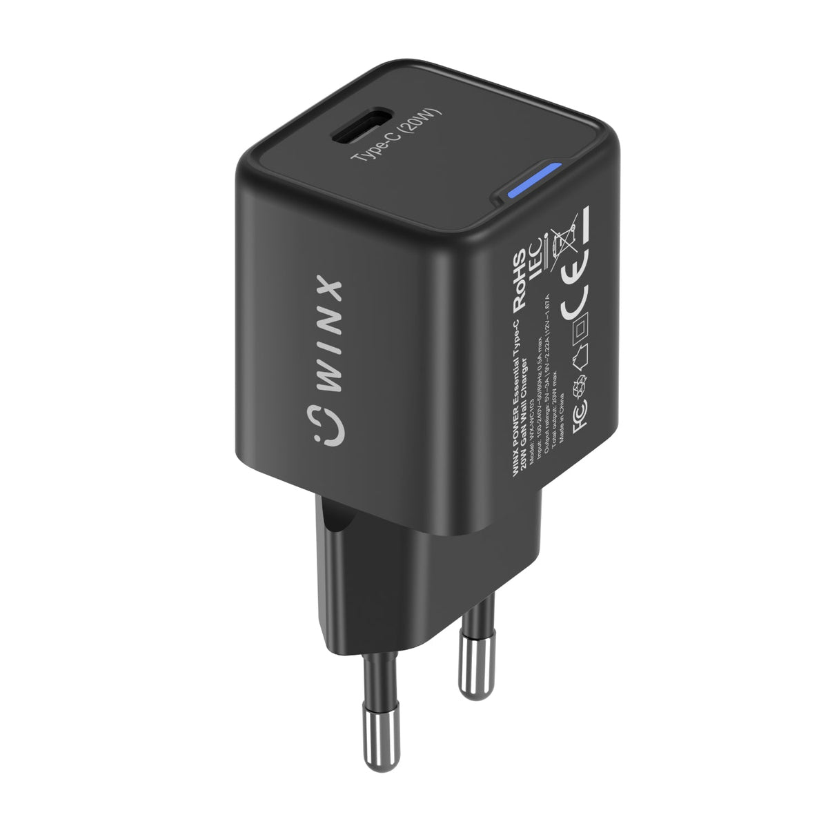 WINX POWER Essential Type-C 20W GaN Wall Charger - Black - Black