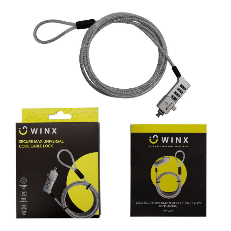 Winx Secure Max Universal Code Cable Lock - Silver