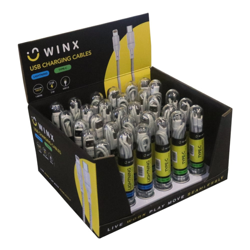 Winx USB to Type-C|Lightning Charging Cables - White
