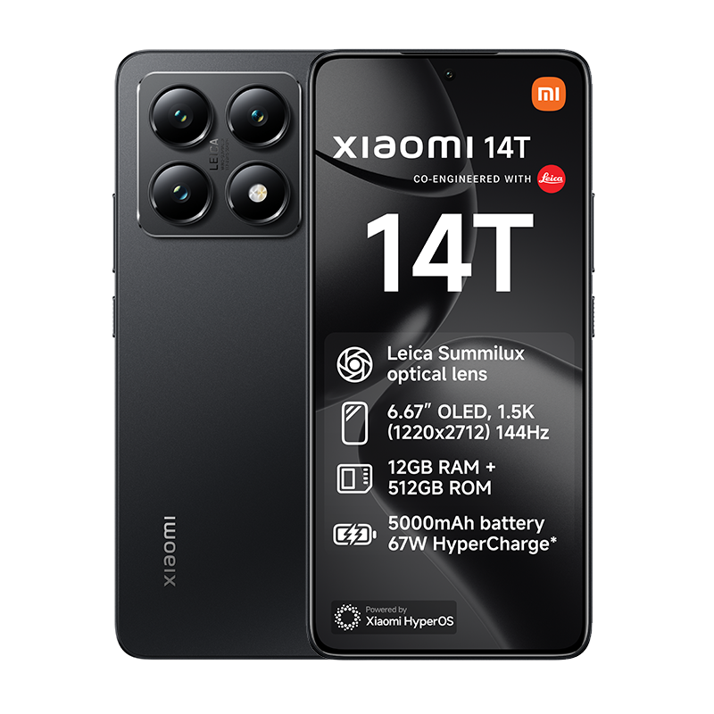 Xiaomi 14T 5G Dual Sim 512GB - Black + Xiaomi Robot Vacuum E5 - Black