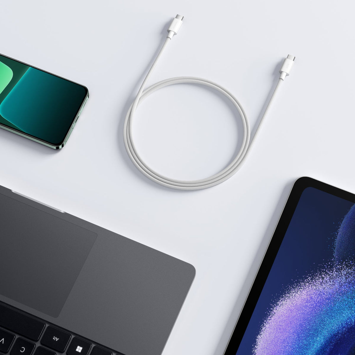 Xiaomi 3A Braided USB Type-C to USB Type-C Cable 1M - White - White