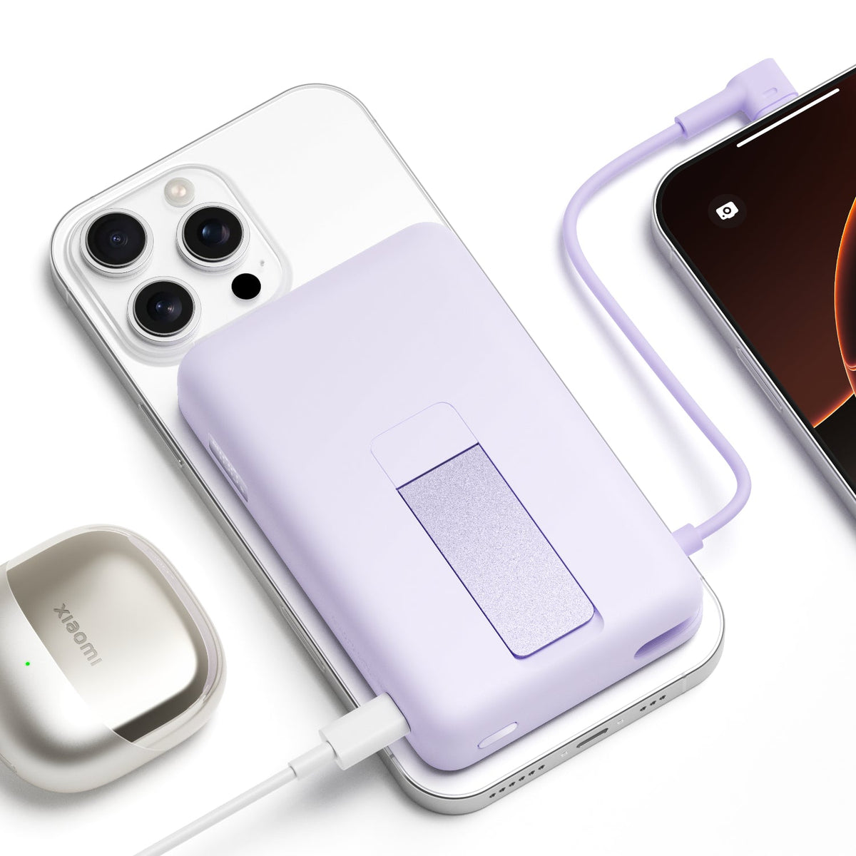 Xiaomi Magnetic Power Bank 10000 with Built-in Stand - Purple - Purple
