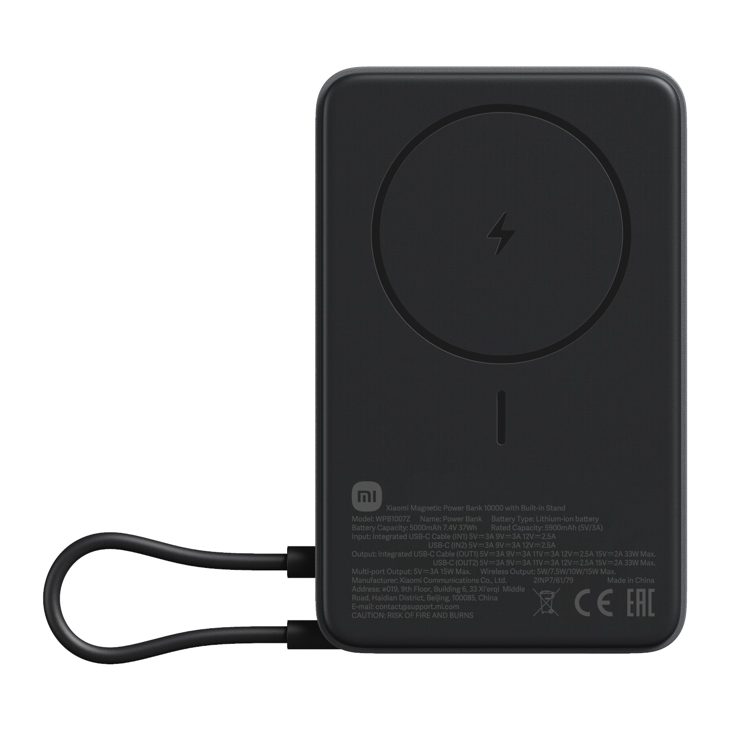 Xiaomi Magnetic Power Bank 10000mAh with Built-in Stand - Dark Grey - Dark Grey