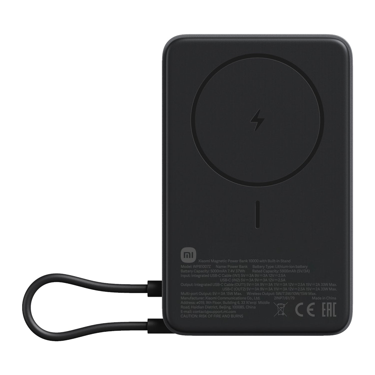 Xiaomi Magnetic Power Bank 10000mAh with Built-in Stand - Dark Grey - Dark Grey