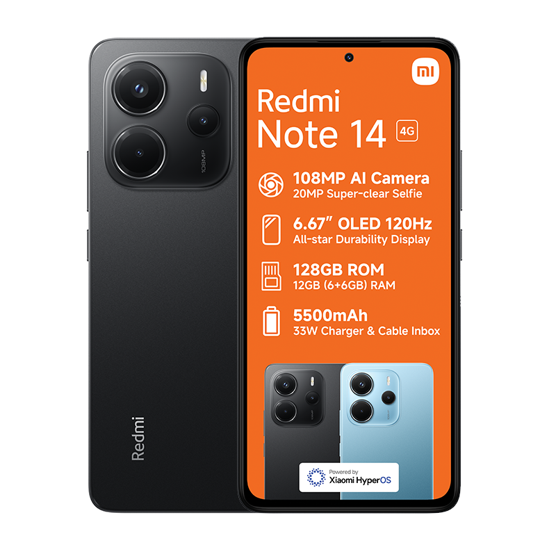 Xiaomi Redmi Note 14 4G Dual Sim 128GB - Black - Black