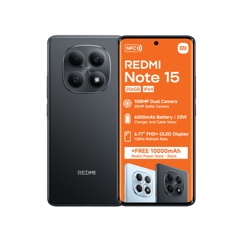 Xiaomi Redmi Note 15 4G Dual Sim 256GB + Powerbank - Black - Black