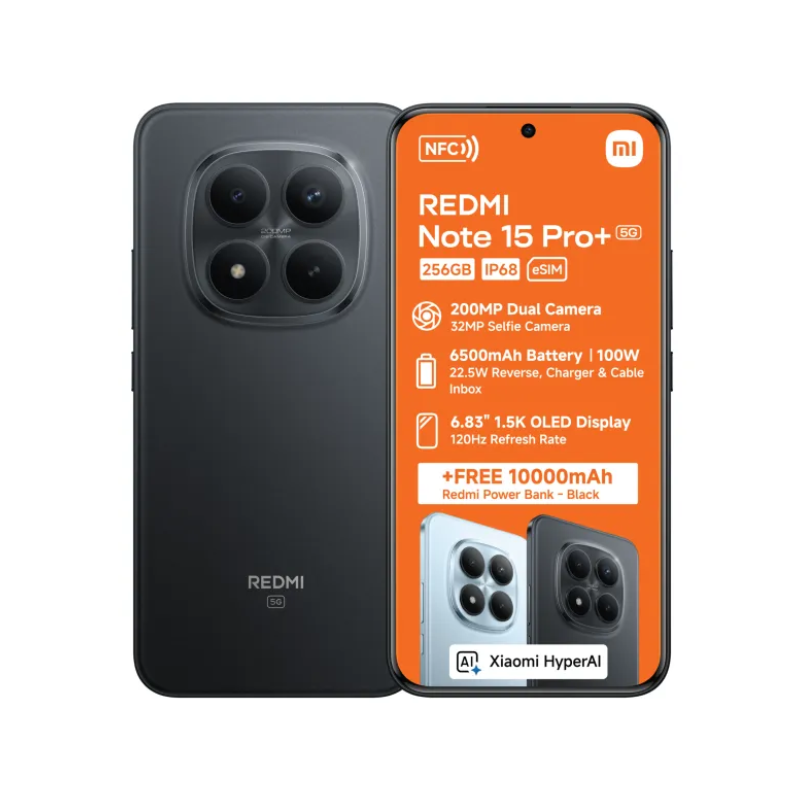 Xiaomi Redmi Note 15 Pro+ Dual Sim 5G 256GB + Powerbank - Black - Black