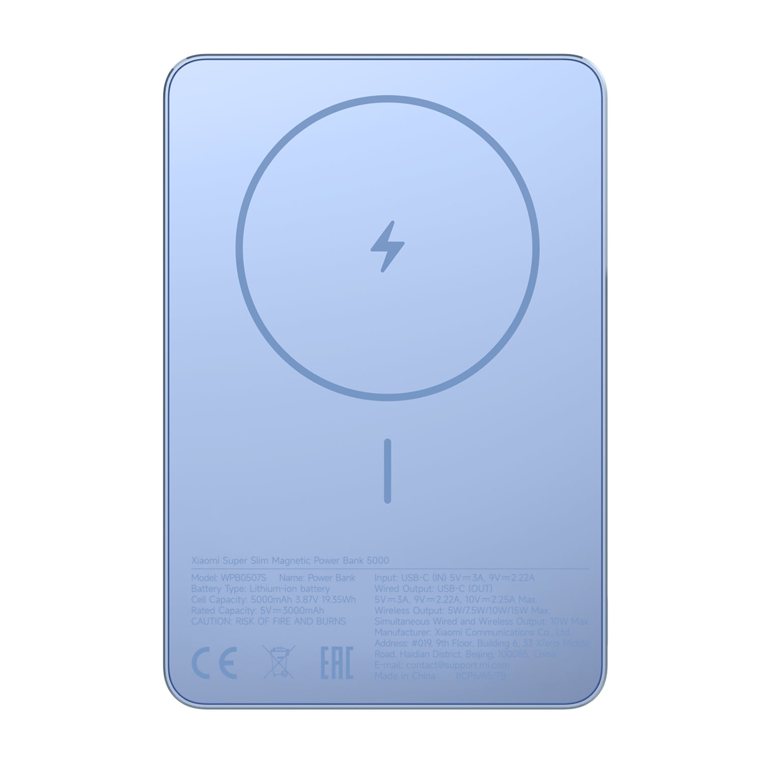 Xiaomi Super Slim Magnetic Power Bank 5000 - Blue - Blue