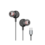 Yookie YTL-11 Wired Earphones Type-C - Black & Silver - Black